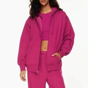 ARITZIA TNA Cozy Fleece Boyfriend Hoodie in Pink - Sz S